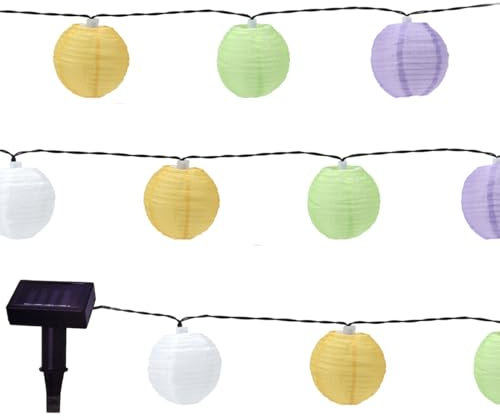 matrasa Solar Lampion Lichterkette 2,7m Bunt - 10 wetterfeste Lampions Ø 7,5 cm Gartendeko