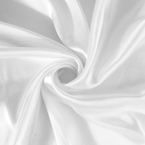 Satin Stoff Meterware 155 Cm X 92 Cm Schwarzer Stoff Schwarz Glänzender Und Seidiger Futterstoff Satinstoff Für Hochzeitskleider Kleiderherstellung Heimwerkerarbeiten Tischdecken Nähen (Weiß)