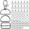 SHSMPXOY 60 PCS Metal Swivel Keychain Hooks with 25mm D Rings for Bags Swivel Clasps Clips Bag Making Suppliesd Rings Bag Accessories Hardware Accessories Sliding Buckles for Lanyard Purse Bag Straps