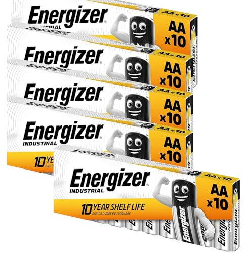 Energizer Industrial AA Batteries – 50 Pack | Alkaline Power Cells for High-Drain Devices, Professional & Everyday Business, Professional Equipment & High-Volume Use