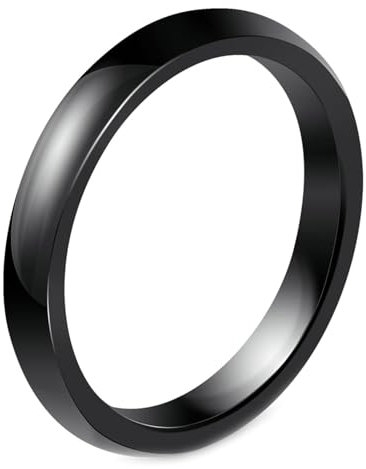 Epinki Eheringe Mann 3MM, Poliert Band Trauringe Frau Damen Herren, Keramik Eheringe Nordisch, Schwarz, Gr.54 (17.2)