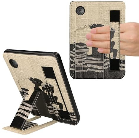 kwmobile Coque Compatible avec Kobo Clara 2E Coque - Coque pour Liseuse Électronique avec Fonction Support - Noir-Beige