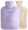 Homealexa Wärmflasche mit weichem Bezug 2L, Premium Naturkautschuk,Sicher und Langlebig Wärmeflasche für Familie (Lila, 2L)