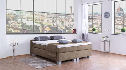 Boxspringbett City 240x220, DS-Sand, 7-Zohnen Taschenfederkernmatratze, Komfortschaum - Inklusive Aufbau - Deutscher Hersteller