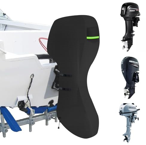 GJMZTQG Außenborder Abdeckung,Außenborder Schutzhülle 100% Wasserdicht 600D Oxford Bootsmotorabdeckung Rissbeständige Abdeckplane für Aussenborder (30-60HP:180 * 144cm,Schwarz)