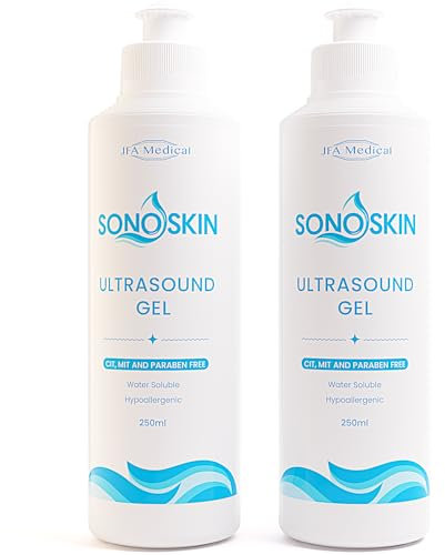 SONOSKIN Ultrasound Conductive Gel CIT, MIT and Paraben Free - Pack of 2 250ml Bottles