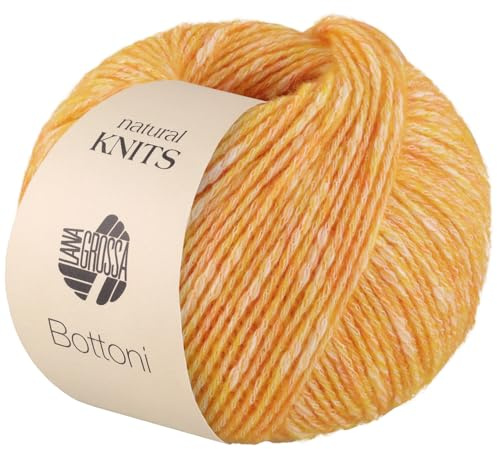 LANA GROSSA Bottoni | Baumwoll-Viskosegemisch mit Merinofasern | Handstrickgarn aus 53% Baumwolle, 24% Viskose & 23% Schurwolle | 50g Wolle zum Stricken & Häkeln | 125m Garn FB 2