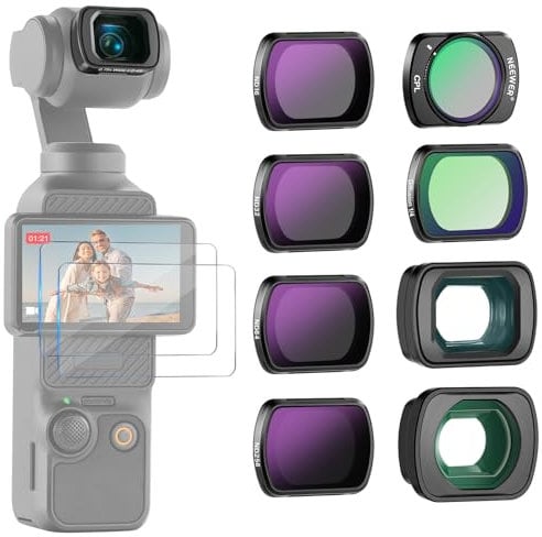 NEEWER ND Filter Set, 6er Pack, kompatibel mit DJI Osmo Pocket 3, ND16 ND32 ND64 ND256 Polfilter CPL Black Diffusion 1/4 Filter mit 0,75X Weitwinkelobjektiv 2X Makroobjektiv Displayschutzfolie, FL-B17
