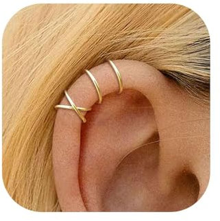 Lilbitty 2-teiliges Ohrklemme-Set in Gold, Ohrmanschette ohne Piercing mit zwei weichen Kupfer-Ohrklemmen, hypoallergen und leicht, inklusive Aufbewahrungsbox