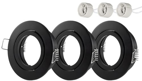 Oley Leuchten 3er Set LUX Frame Einbaurahmen GU10 schwenkbar – Aluminium-Druckguss schwarz pulverbeschichtet – Einbaurahmen Ø 68mm für LED – inkl. GU10-Fassung
