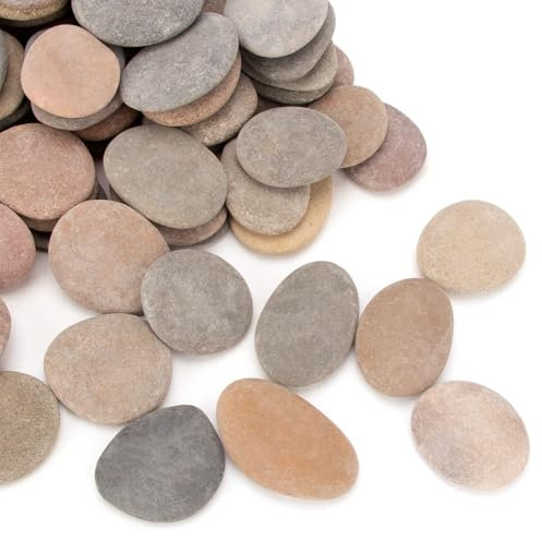 Fokroin 40 Stück Kieselsteine zum Bemalen Flach, Hochwertige flache Flusssteine， flache kieselsteine zum basteln， Kies Dekosteine Naturstein,für Bunte Malerei & Dekoration