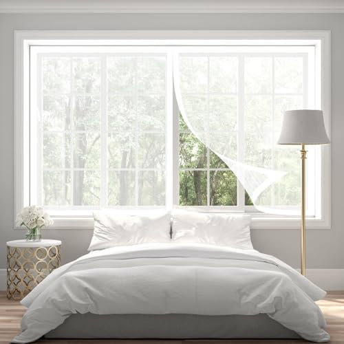 Magnetic Fly Screen Door 122 x 90 cm with Powerful Magnets and Full Frame Magic Tape, Self-Closing Magnetic Door Curtain for Patio Doors Balcony, White