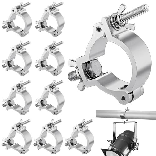 10-Pack Aluminum Stage Lighting O-Clamps, 220Lb Weight Capacity, Adjustable To Fit 1.89-2.05 Od Tubes, Dj & Led Spot Lights