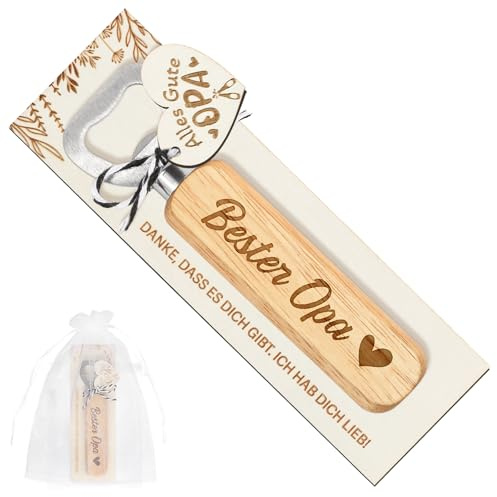 Bester Opa Flaschenöffner Weihnachten Geschenke Opa Vatertag Holz Bieröffner Kapselheber Vatertagsgeschenk Holzgriff Öffner Dankeschön Geschenk Danke für Alles für Geburtstag Silvester Thanksgiving