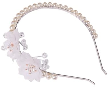 EPIGEIST Blumenstirnband Komfortabel zu Tragen Elegantes Dekoratives aus Abs mit Weißen Perlen für Hochzeiten und Strandpromenaden