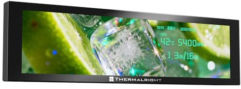 Thermalright Trofeo Vision 9.16 LCD Black 9,16-Zoll Magnet IPS-Display, 1920x480 Auflösung, Magnetisch an Die Oberfläche Des Chassis Angezogen, DIY-Bild-/Videoanzeige