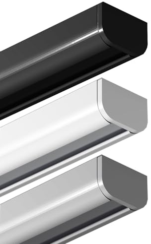 Garduna 150cm Gardinenschiene | schwarz | Aluminium | patentierte Befestigung | halbrunde Schleuderschiene