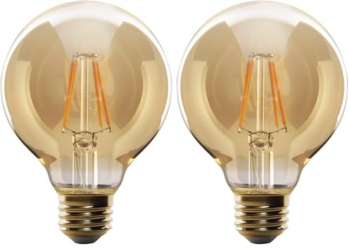 LEDSone DC Voltage, LED E27 Vintage Light Bulb,G95 Edison Screw,4W Dimmable, Large Globe LED Filament Bulb,Warm White 2200K, Decorative Light Bulb Old Fashioned Bulb, Pack of 2