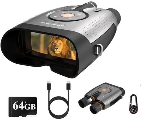Nachtsichtgerät 4K Nachtsichtfernglas 3'' HD Bildschirm Infrarot Fernglas 5000mAh Wiederaufladbares, 8X Digitalzoom Nachtsicht 1000M für Camping, Jagd & Sicherheit Beobachtung