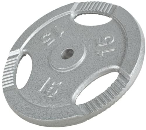 GORILLA SPORTS® Hantelscheiben 0,5–20 kg, 30/31 mm, Tri-Grip, Gusseisen | Einzeln oder als Set in Schwarz/Silber, mit 3 gerillten Griffen und KG-Angabe; Gewichtsscheiben für Kurz- und Langhanteln