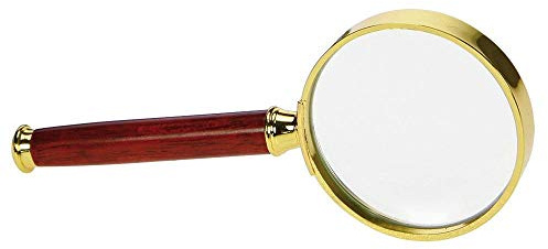 Safe Stiellupe Gold Edition 5X, Echtglas-Linse Ø 50 mm | Elegante Handlupe mit 5-facher Vergrößerung und Echtglas-Linse