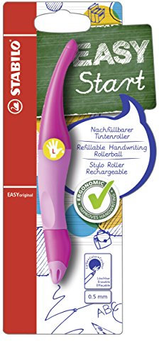 STABILO EASYoriginal - Ergonomic Rollerball - Left-Handed - Pack of 1 - Light Pink/Dark Pink