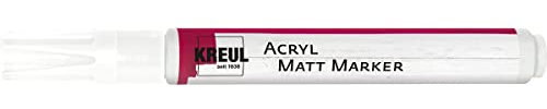 KREUL 46231 - Acryl Matt Marker Medium, mit Rundspitze ca. 2 - 4 mm, weiß, matte, permanente Acrylfarbe auf Wasserbasis, für filigrane Akzente