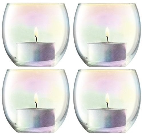 LSA International Pearl Teelichthalter H 6,5 cm, Durchmesser 6,8 cm, Glas, 4 Stück