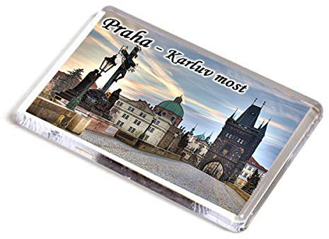 AWS Magnet aus Hartplastik, Karlsbrücke, Prag, Souvenir, Kühlschrankmagnet aus Hartplastik mit Bild, Tschechische Republik