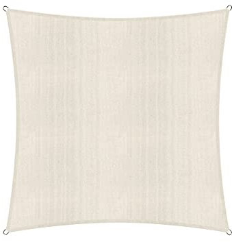 Lumaland Sonnensegel Quadrat | 4 x 4 Meter Wetterbeständiger Sonnenschutz inkl. Befestigungsseile | Terrasse, Garten & Balkon Schattenspender mit UV-Schutz [Creme]