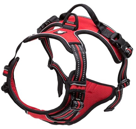 TrueLove Dog Harness TLH5651 No-pull Reflective Stitching Ensure Night Visibility, Outdoor Adventure Big Dog Harness Perfect Match Puppy Vest Now Available (Red,S)