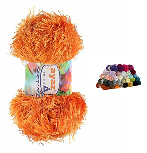 maDDma 100g Strickgarn Yumos Fransenstrickgarn Strickwolle, Orange