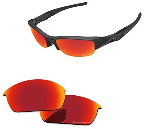 PapaViva Verres de rechange pour lunettes de soleil Oakley Flak Jacket OO9008 63 mm, rouge feu, Flak Jacket