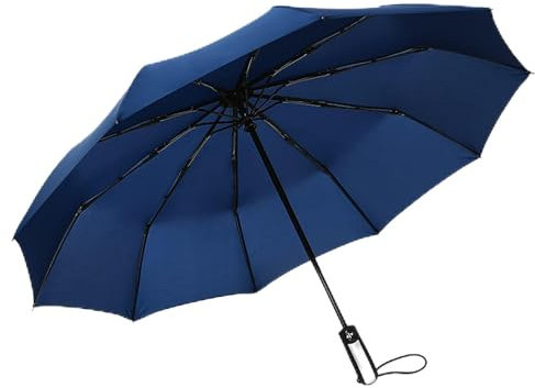 Bakicey Regenschirme, Winddicht, Regenschirm, winddicht, Taschenschirm Automatik Leichter und kompakter Regenschirm mit 10 Rippen für Geschäftsreisen (Navy)