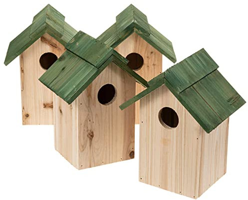 SIDCO Vogelhaus Nistkasten 4 x Häuschen Nisthöhle Nisthaus Nisthilfe Holz Meisenhaus