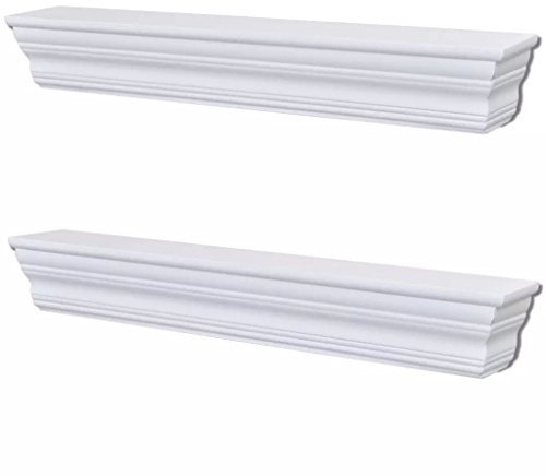 yorten 2 Stücke Regale Wandregal Regal-Set Aaliyah Hängeregal Wandboard aus MDF Holz Weiß 61 x 9,5 x 9 cm(L x B x H)