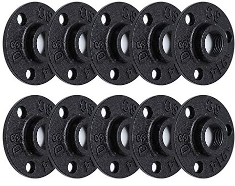 Home TZH 1/2 Antirust Black Painted Floor Flange, 10 PackMalleable iron Pipe Fittings for Industrial vintage style, Flanges with Threaded Hole for DIY Project/Furniture/Shelving Decoration (10, 1/2)