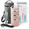 Lille Home 1380 ml stapelbare Lunchbox aus Edelstahl mit Thermofach, isolierter Bento-/Lebensmittelbehälter mit 3 Ebenen, mit verbesserter Lunchtasche und Silikondichtungen