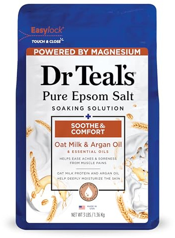 Dr Teal's Epsom Salt Magnesium Soak, Soothe & Comfort with Oat Milk & Argan Oil, 3 lbs
