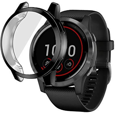 PaceBid Coque Compatible avec Garmin vivoactive 4, Tout Autour de Protection Housse en TPU Transparent de Protection Transparent Haute Définition pour Garmin vivoactive 4 -Noire