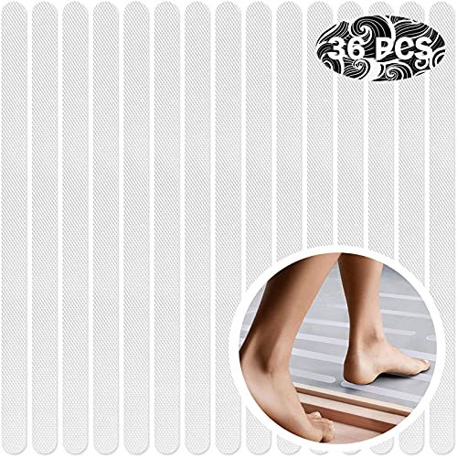 FIBOUND 36 pcs Pegatinas Antideslizantes, Autoadhesivo Tiras Antideslizantes bañera, Ducha y Escalera | Cinta Adhesiva bañera Transparente,lfombra bañera Adultos, niños y bebé - 38 x 2cm