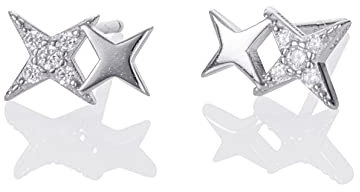 Namana Petites Boucles d'Oreilles Étoiles en Argent Sterling 925, Mini Boucles d'Oreilles pour Femme et Fille en Design d'Étoile, Boucles d'Oreilles Simples en Zircon, Bijoux Femme avec Écrin Cadeau