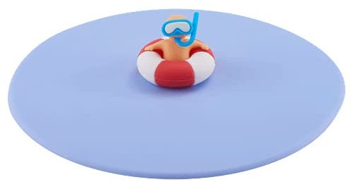 Lurch 210886 Mein Deckel Beach Kids Roland Ring, Glasabdeckung aus BPA-freiem Premium-Platin-Silikon, Ø 10,5cm, Blau