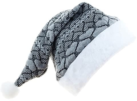 MARMODAY Weihnachtsmütze für Erwachsene und Kinder, Plüsch-Samt, Weihnachtsmütze, traditionelle Partymütze für Weihnachten, Neujahr, grau