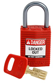 Brady (CPT-RED-25AL-KD) SafeKey Nylon Lockout-Vorhängeschloss - kompakt Mit Aluminium Bügel 25.00 mm Rot KD - Verschiedenschließende Schlösser 1 Stück