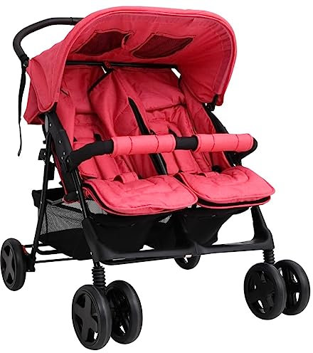 vidaXL Zwillingskinderwagen Rot Stahl