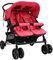 vidaXL Geschwisterwagen Klappbares Design Zwillingswagen Kinderwagen Baby Kinder Buggy Zwillingsbuggy Kinderbuggy Reisebuggy Rot Stahl