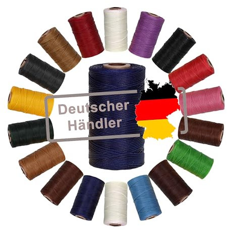 Langlauf Schuhbedarf Ledergarn gewachst 1mm x 0,3mm I Sattlergarn - gewachster Faden aus Polyester stabil & haltbar I Wachsgarn Forellenfaden Outdoor Nähgarn in Profiqualität (dunkelblau)