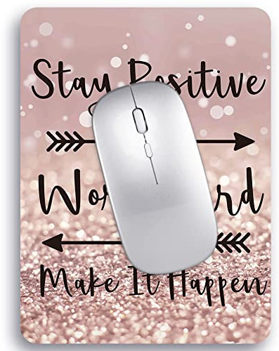 Audimi Small Mouse Mat 15x20 cm, Mini Mouse Pad for Wireless Mouse Travel Office Laptop Portable Stay Positive