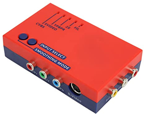 Bewinner Für RetroScaler2x AV zu HDMI Konverter Adapter, 480P Retro Game to TV Adapter, Gute Klangleistung für Vic20 für N64 für SFC für für MD2 für MD1 für C64(Rot)